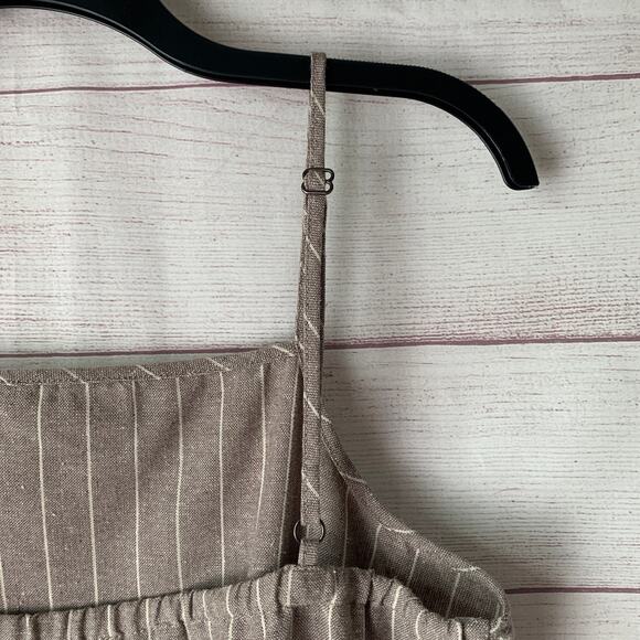 Ci Sono Linen Collection Gray White Striped Jumpsuit Tie String Waist Size XL - Picture 11 of 15